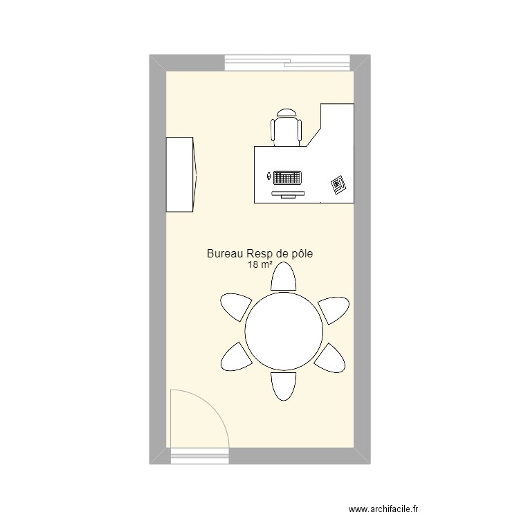 Bureau Delphine. Plan de 1 pièce et 18 m2