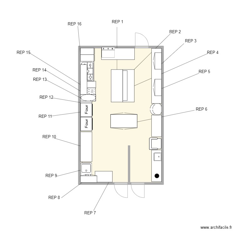 les terrasses. Plan de 1 pièce et 39 m2