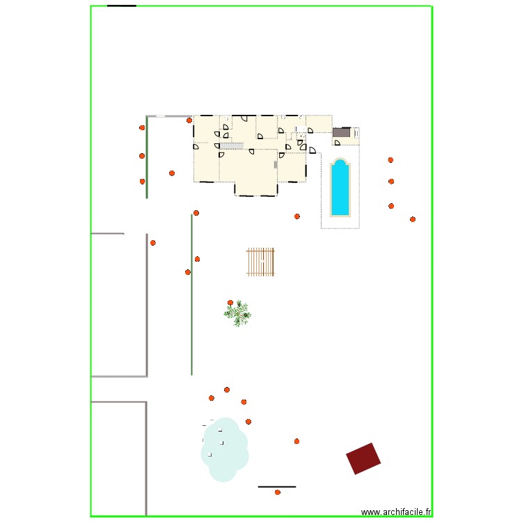 jardin de Pierre emplacement boites de dérivation connues . Plan de 13 pièces et 464 m2