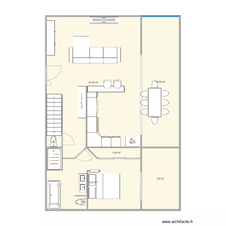 plan amenagement rdc et etage 160m2 avec veranda rectractable. Plan de 