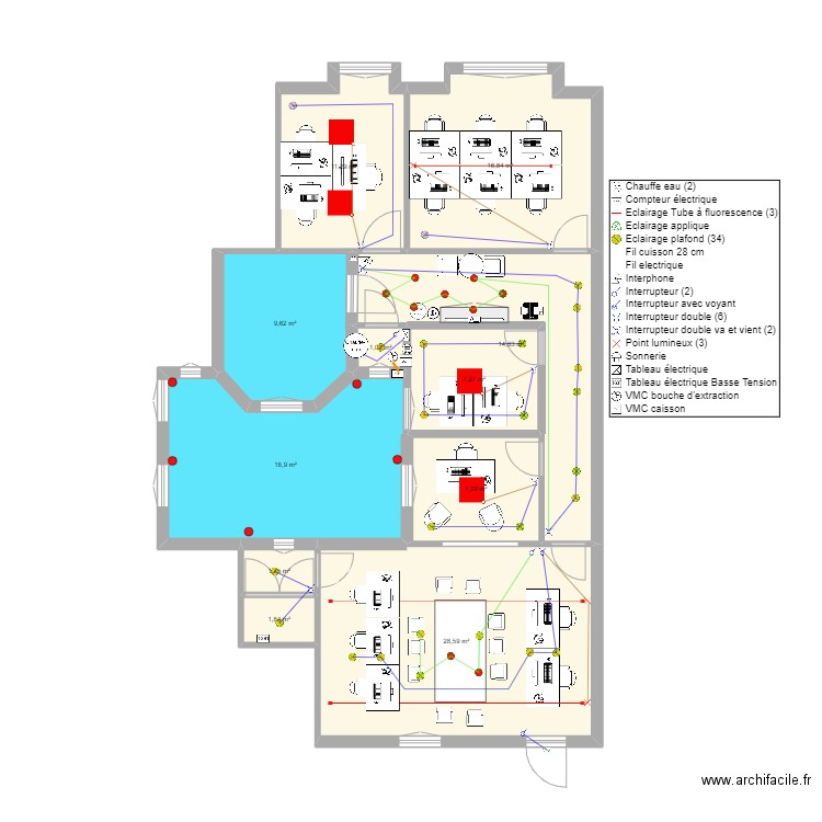 276 PRADO 3ème - Eclairage. Plan de 11 pièces et 119 m2