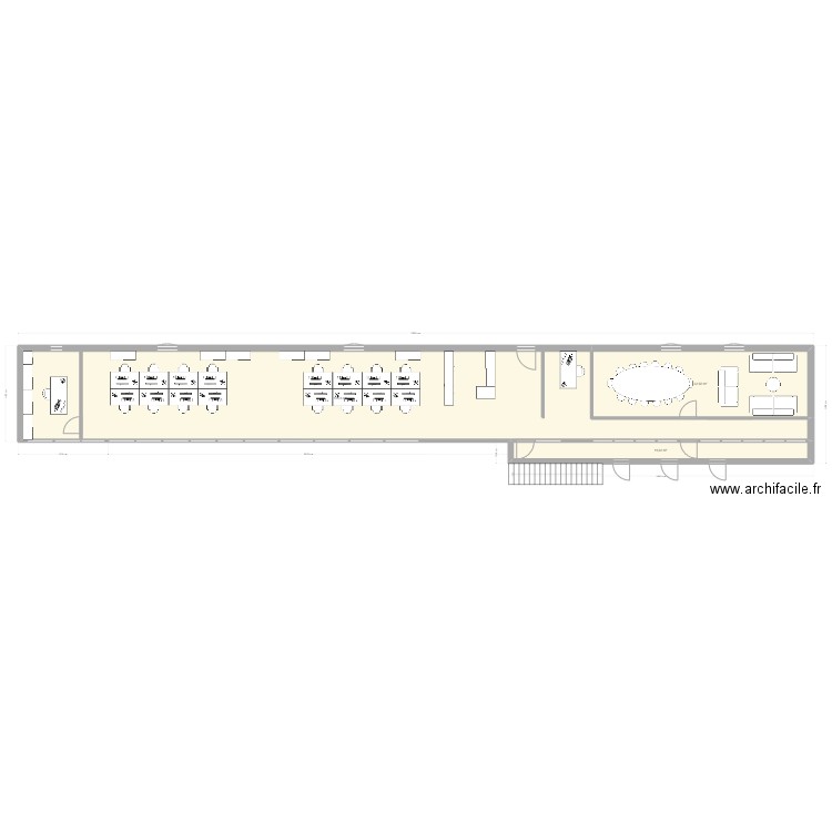 Bureau Harform. Plan de 3 pièces et 170 m2