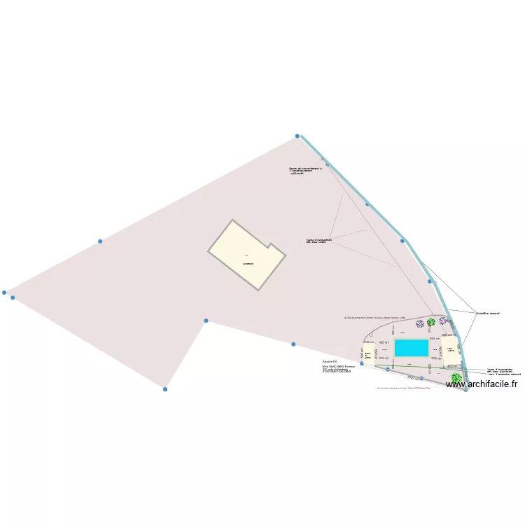 Evacuations pluvial et eaux us&eacute;es au 1 200&egrave;me. Plan de 