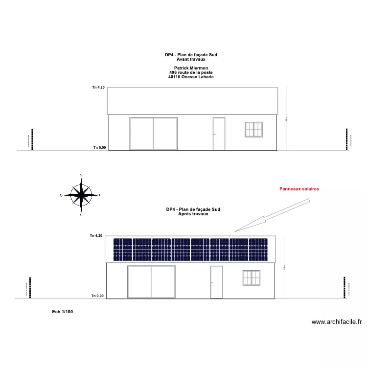 DP4 - Plan de façade Sud Onesse. Plan de DP4 - Plan de façade Sud Onesse. Plan de