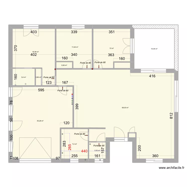 cotes plaquages. Plan de 