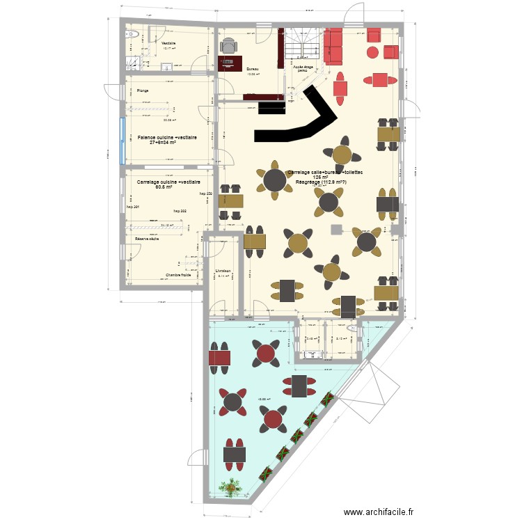 plan cuisine salle Carrelage Z1. Plan de 0 pièce et 0 m2