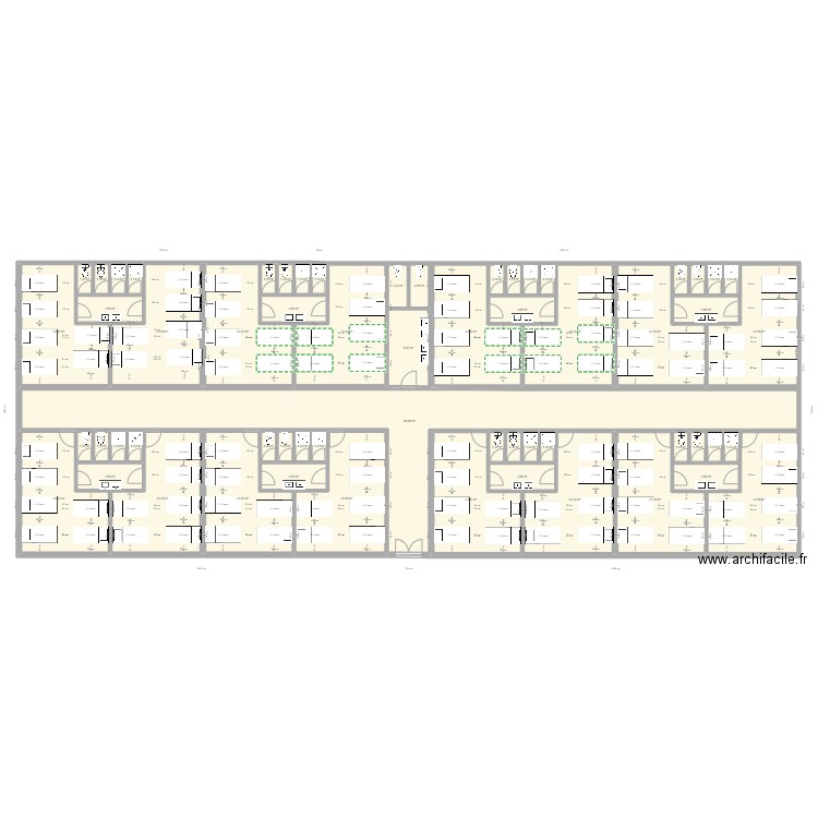 plan dortoir. Plan de 60 pièces et 575 m2