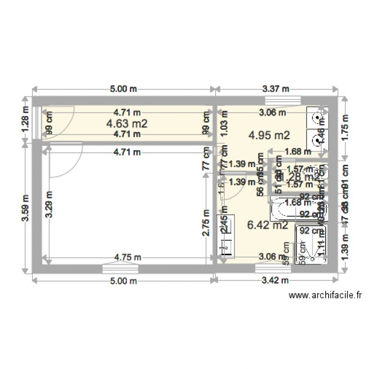 salle de bain indépendant 1er bastide. Plan de 0 pièce et 0 m2