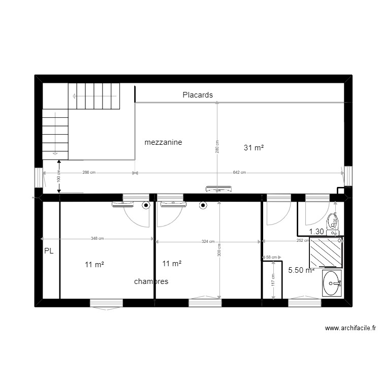 Etage clim 1. Plan de 4 pièces et 59 m2