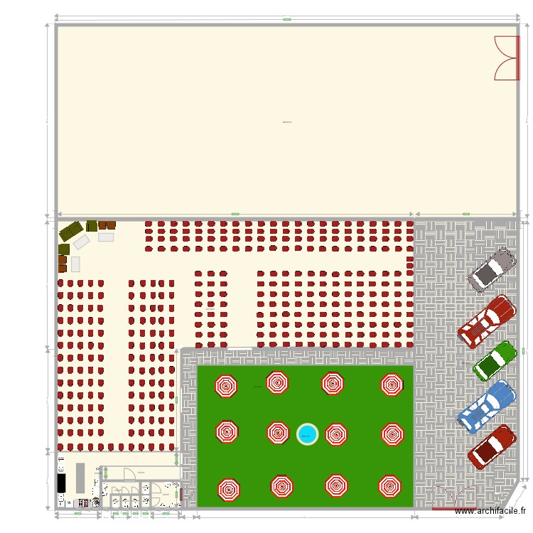 salle de reception Mwamba. Plan de 14 pièces et 1396 m2