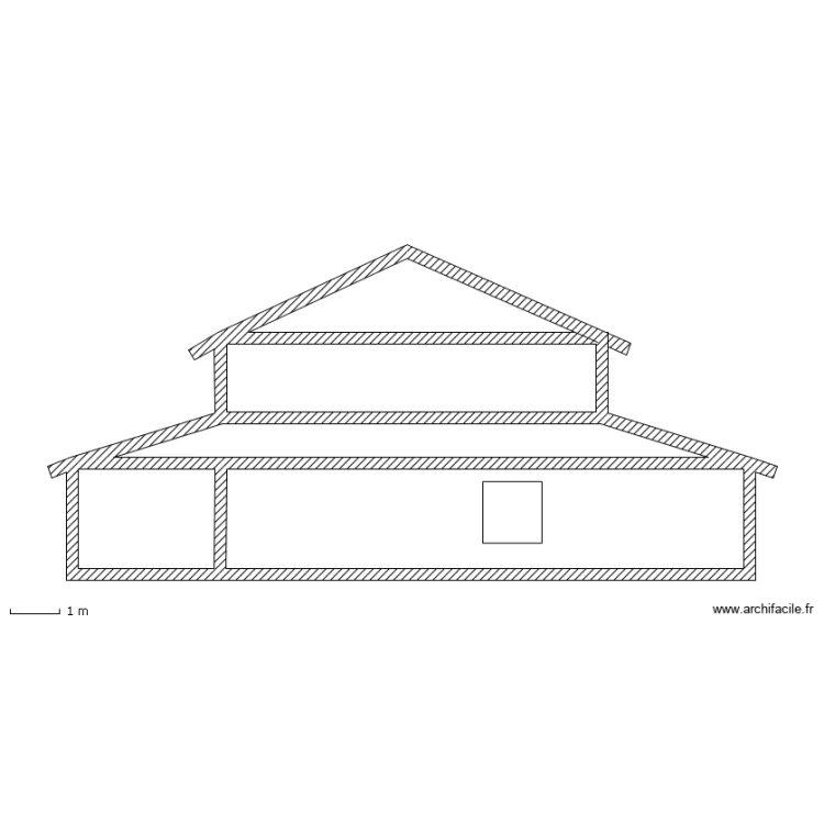 Profil droit maison cr&eacute;ole. Plan de 