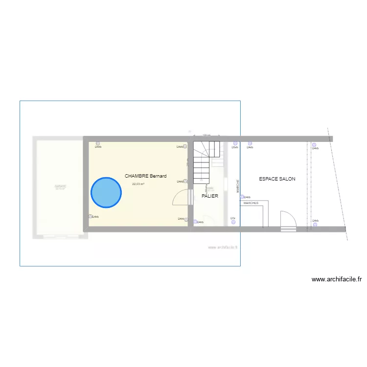 BERNARD ETAGE CHAMBRE PALIER ESPACE SALON. Plan de 
