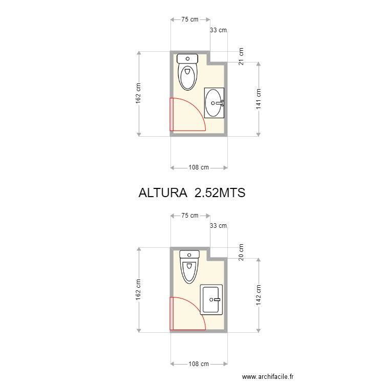 MIGUEL ANGEL BAÑO. Plan de 2 pièces et 3 m2