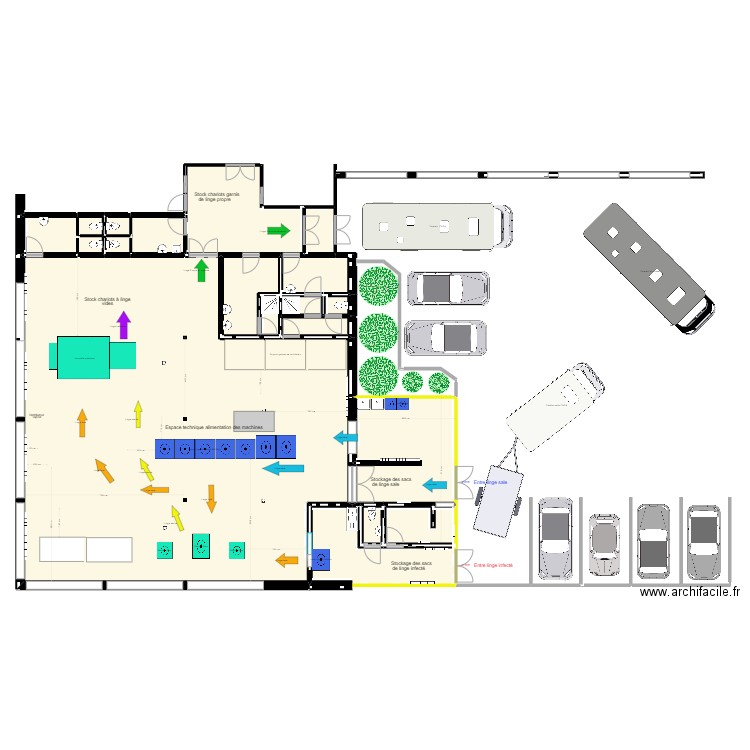 buanderie avec nouvelle calandreuse D. Plan de 19 pièces et 332 m2