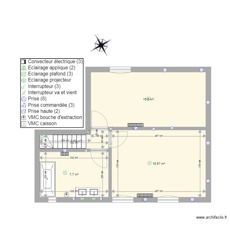 1 etagela tourlandry non meublé variante. Plan de 0 pièce et 0 m2