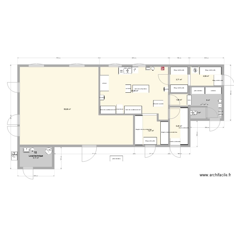 aménagements local pates v4. Plan de 0 pièce et 0 m2