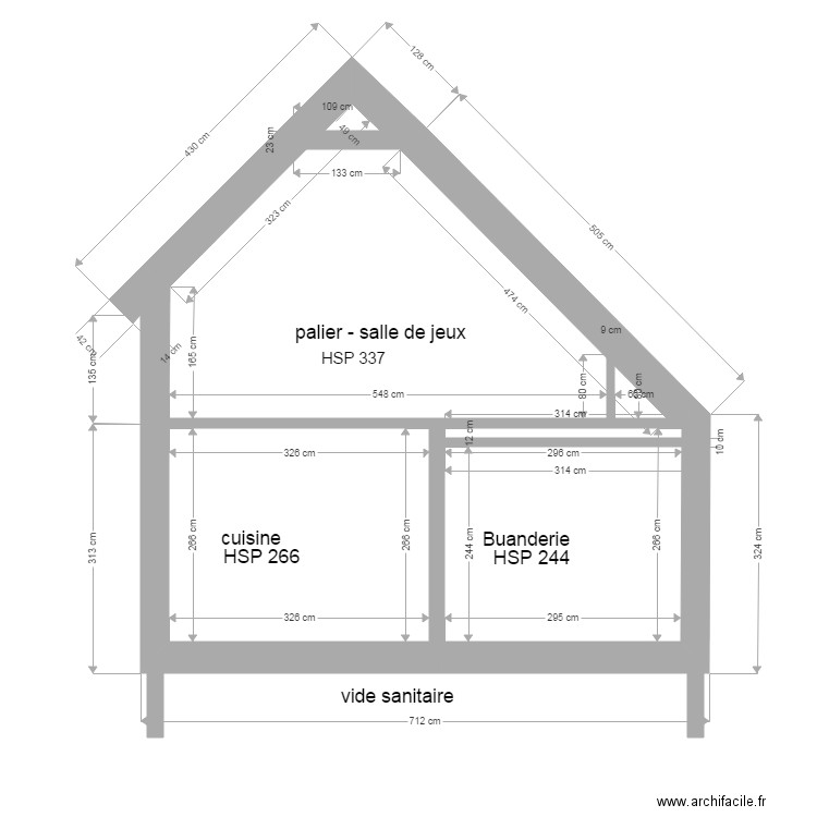 coupe B palier. Plan de 0 pièce et 0 m2