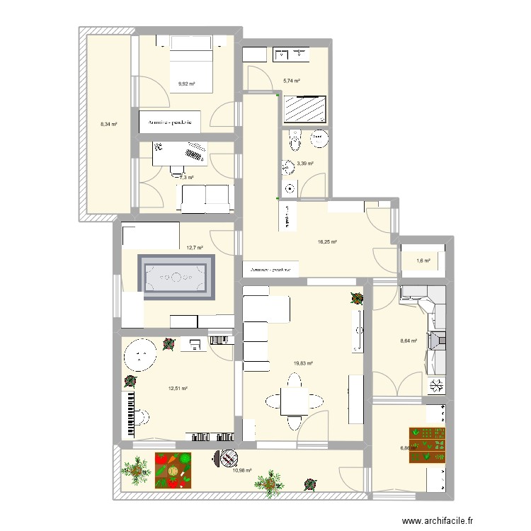 fonderie. Plan de 13 pièces et 124 m2