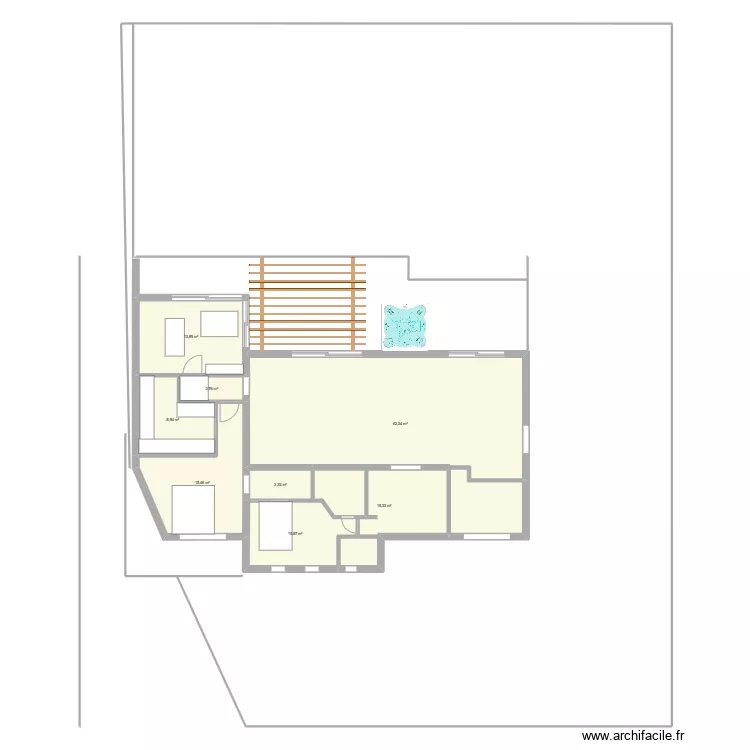 extension align&eacute;e fa&ccedil;ade. Plan de 