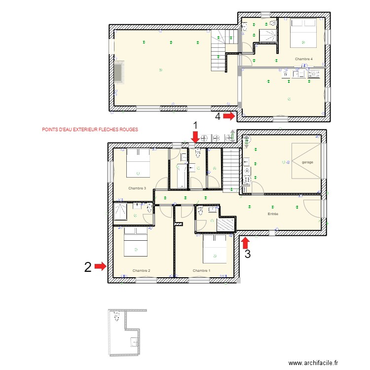 etage calenzana. Plan de 3 pièces et 187 m2