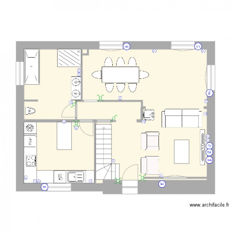 Plan RDC ddd. Plan de 0 pièce et 0 m2