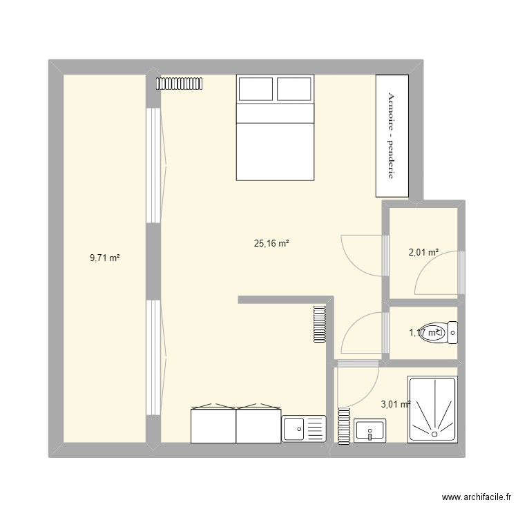 astrolabe actuel. Plan de 5 pièces et 41 m2