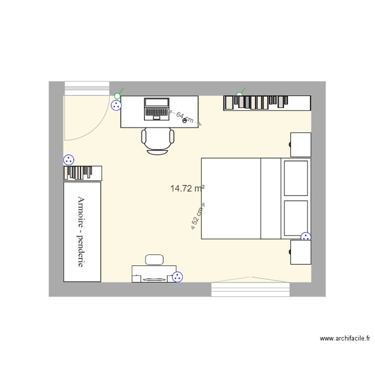 chambre violette proposition 1. Plan de 0 pièce et 0 m2