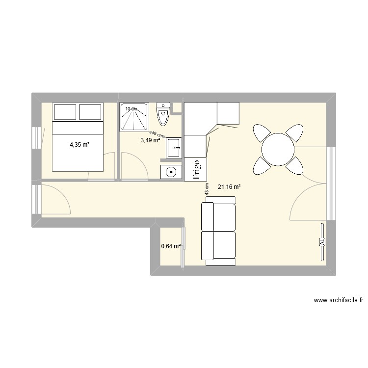 appartement les sablettes 2. Plan de 4 pièces et 30 m2