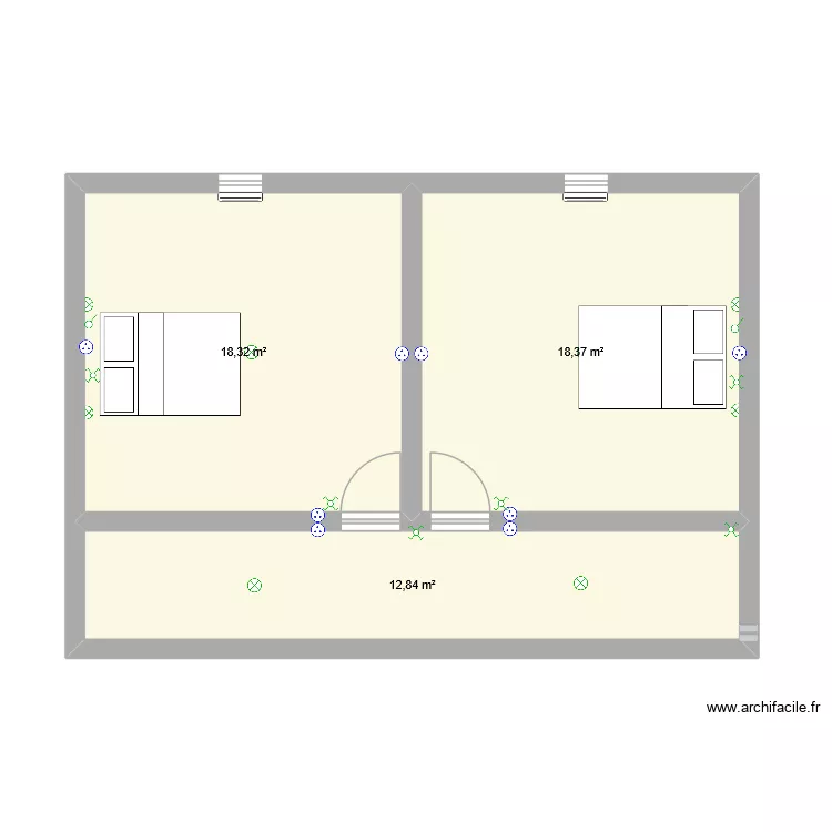 romain. Plan de 3 pièces et 50 m²