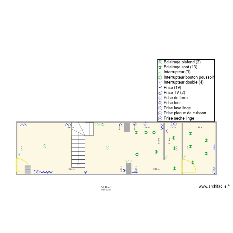 elec jemeppe rez. Plan de 2 pièces et 36 m2
