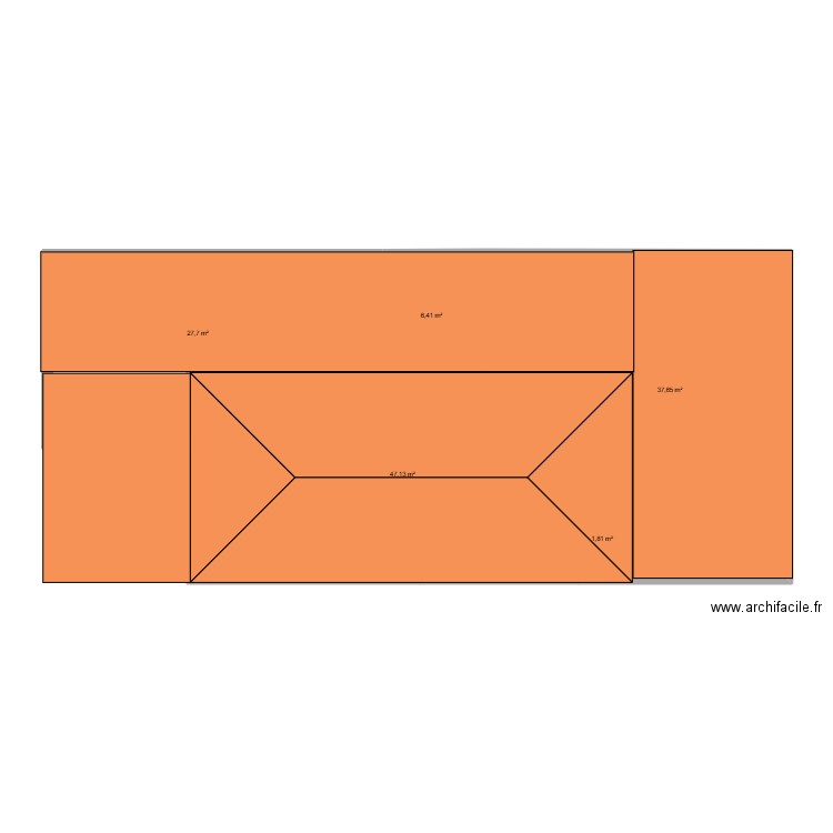dou. Plan de 5 pièces et 121 m2