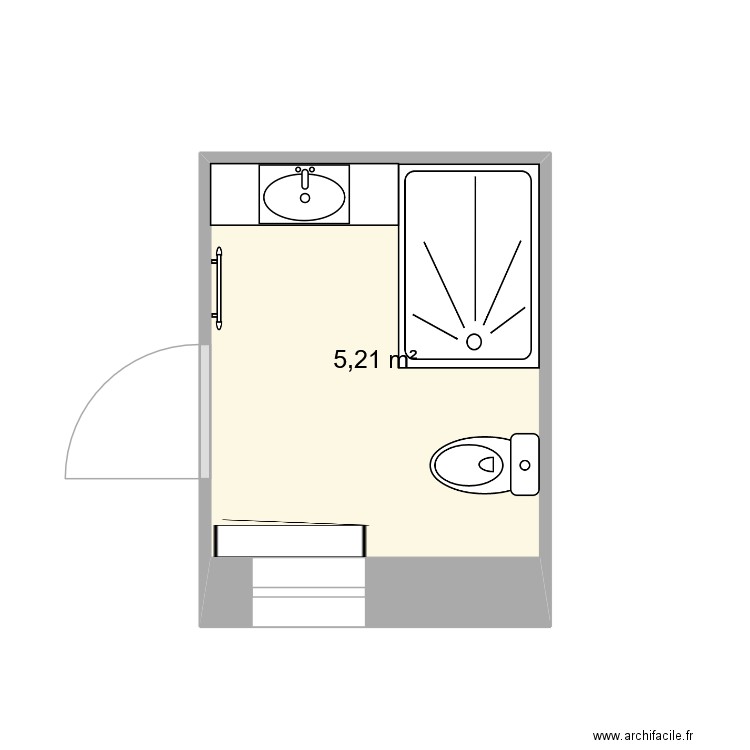 Salle d'eau Bouchet. Plan de 1 pièce et 5 m2