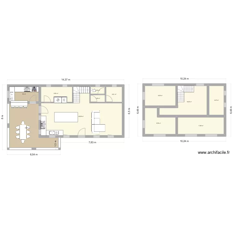 60m² avec terrasse couverte. Plan de 60m² avec terrasse couverte. Plan de