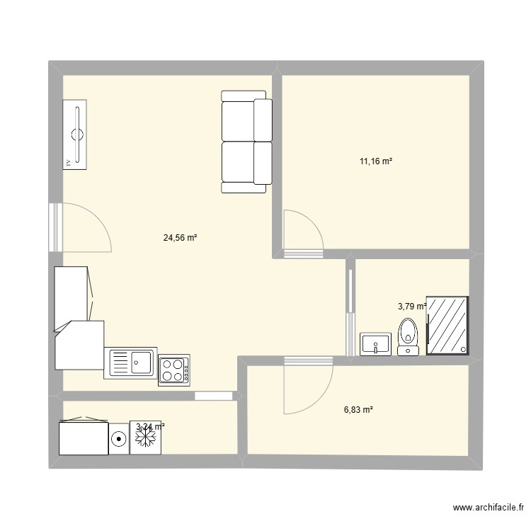 BRINDEAU 16. Plan de 5 pièces et 50 m2