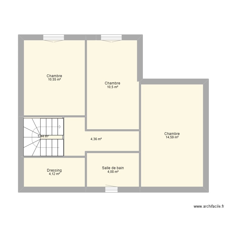 GRASSER ETAGE. Plan de 7 pièces et 52 m2