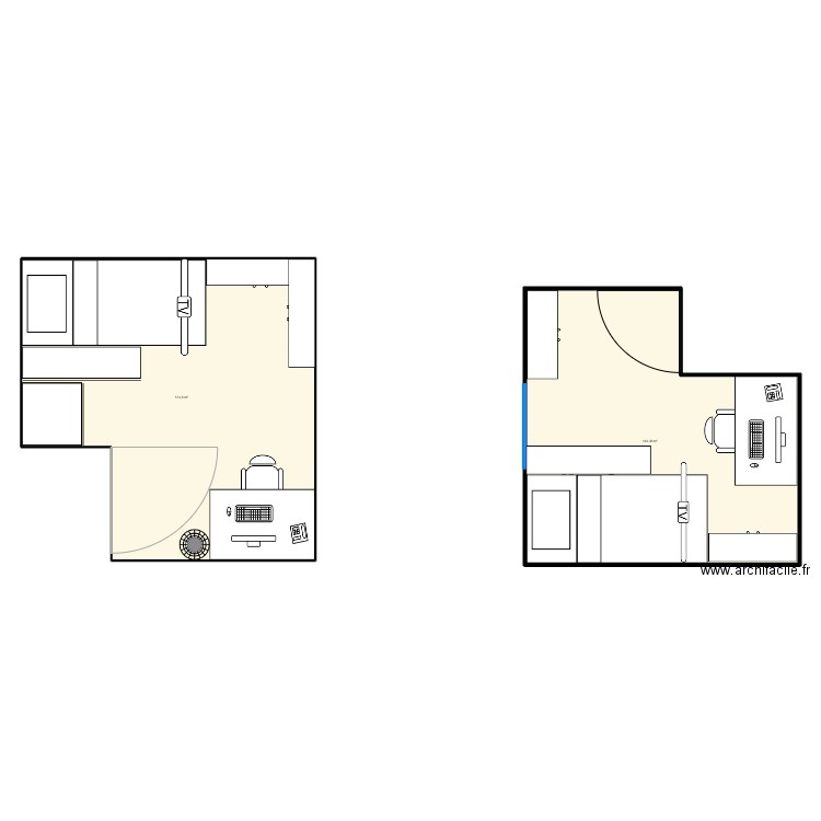 chambre 2025. Plan de 2 pièces et 318 m2