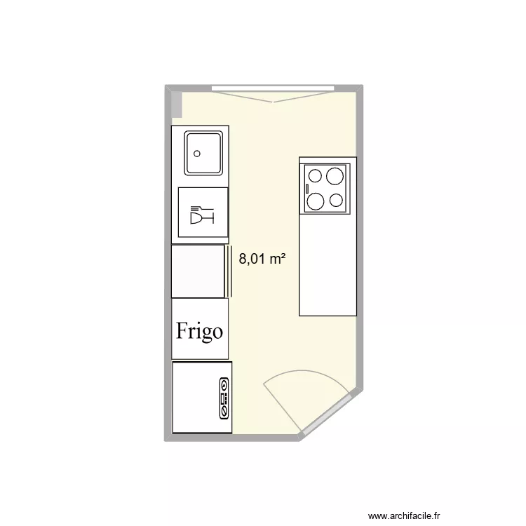 cuisine. Plan de 1 Pièce et 8 m² cuisine. Plan de 1 Pièce et 8 m²
