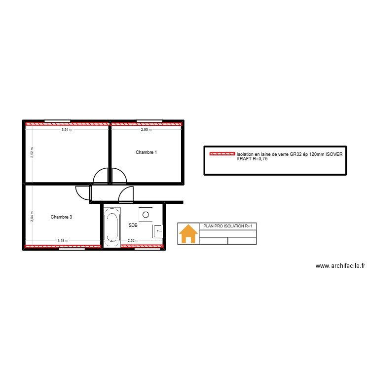 FARCI R+1 PRO ISOLATION. Plan de 5 pièces et 35 m2