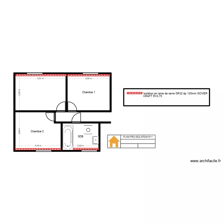 FARCI R+1 PRO ISOLATION. Plan de 5  et 35 m²