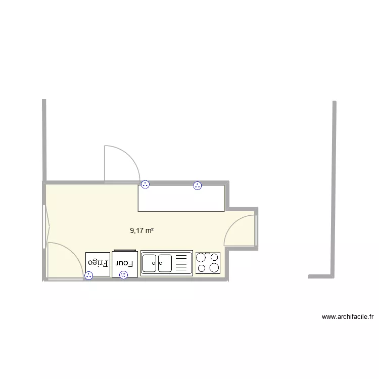 appt Armand DUEZ 06-26. Plan de 1  et 9 m²