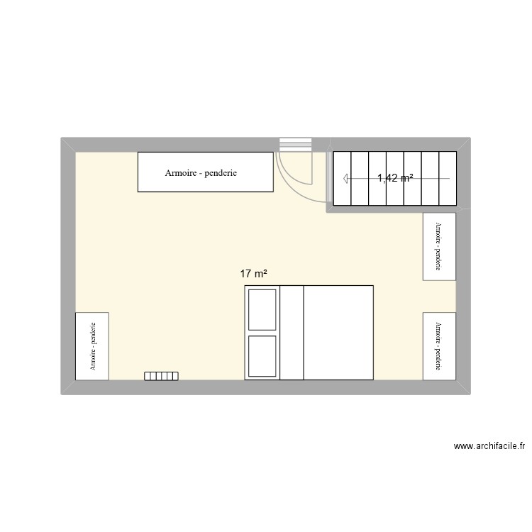 comble 1. Plan de 2 pièces et 18 m2