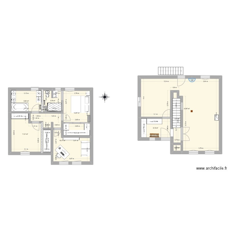 RDC maison BoisleRoi_v3. Plan de 10 pièces et 104 m2