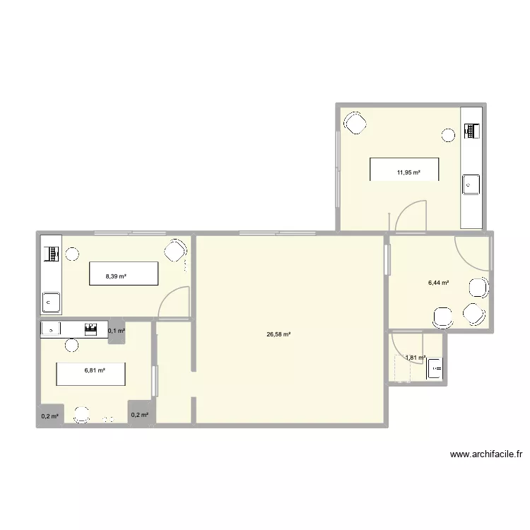 Albert Joly. Plan de 9 pièces et 63 m²