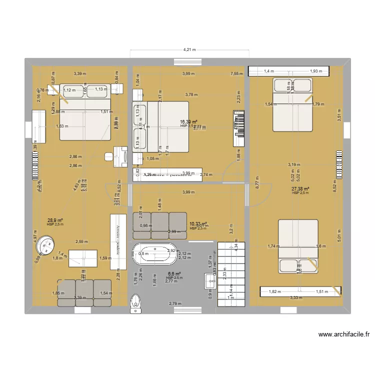 R&eacute;no &eacute;tage. Plan de 5 Pièces et 90 m²