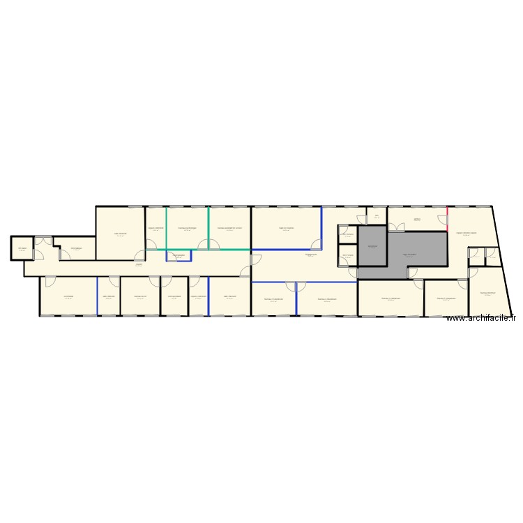 bureau. Plan de 30 pièces et 389 m2