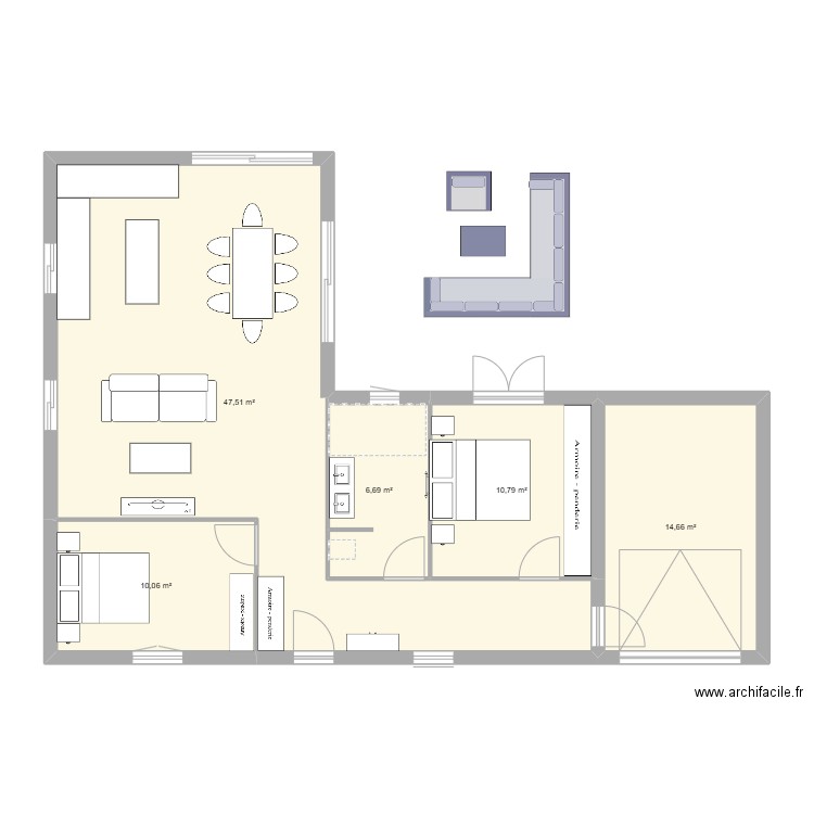 PLAN MAISON 3. Plan de 5 pièces et 90 m2