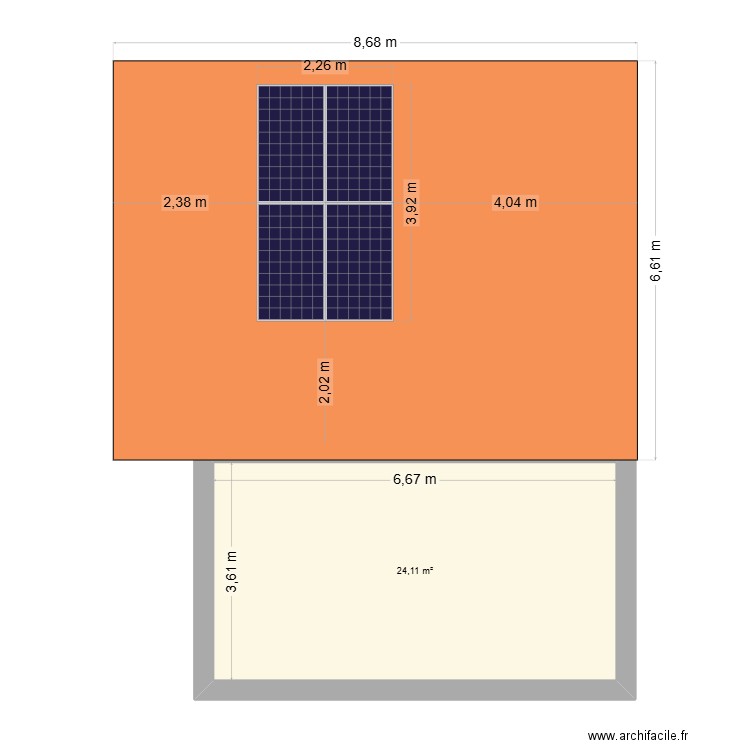 Test02. Plan de 1 pièce et 24 m2