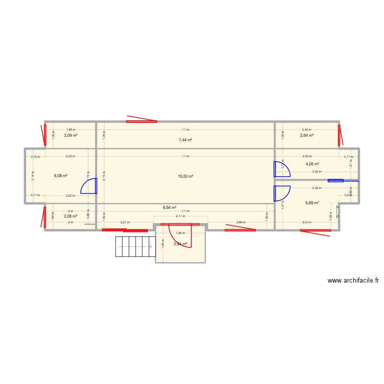 caravane 3. Plan de 10 pièces et 55 m2