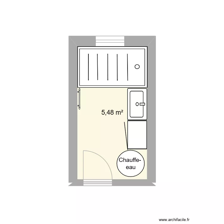sdb. Plan de 1  et 5 m²