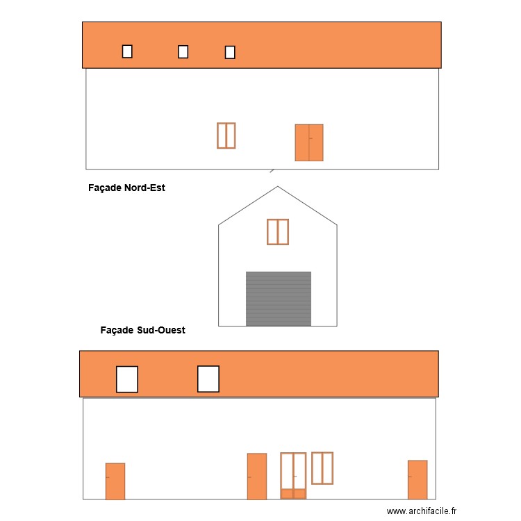 façades projet. Plan de 0 pièce et 0 m2